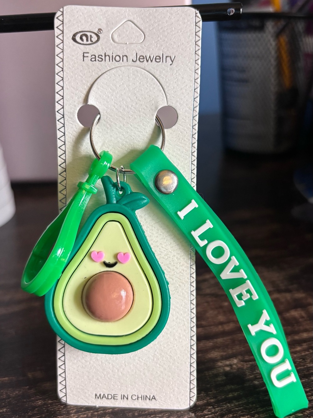 Avocado Keychain with Themed Green‎ Strap